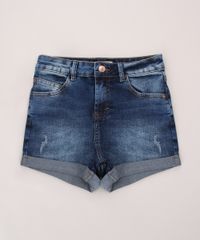 Short-Jeans-Juvenil-com-Puidos-e-Barra-Dobrada-Azul-Escuro-9967938-Azul_Escuro_1