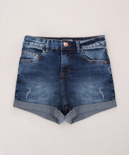 Short-Jeans-Juvenil-com-Puidos-e-Barra-Dobrada-Azul-Escuro-9967938-Azul_Escuro_1