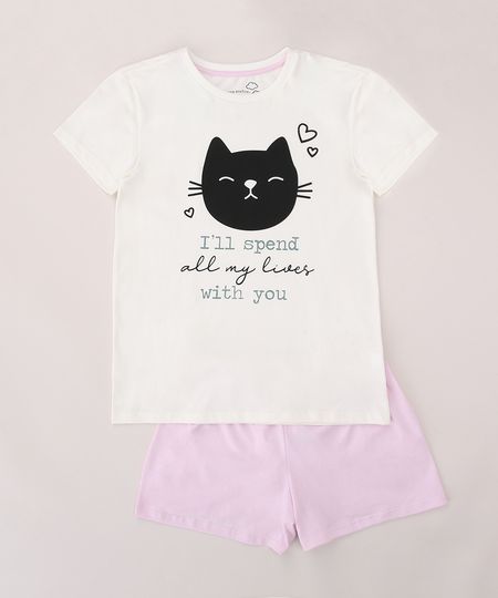 Pijama-Juvenil-Gatinho-Manga-Curta-Off-White-9970844-Off_White_1 Pijama-Juvenil-Gatinho-Manga-Curta-Off-White-9970844-Off_White_1