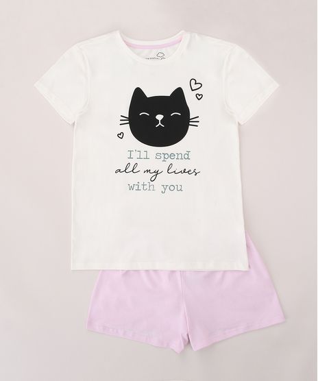 Pijama-Juvenil-Gatinho-Manga-Curta-Off-White-9970844-Off_White_1