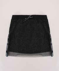 Saia-de-Tule-Juvenil-com-Glitter-e-Faixa-Lateral--Girl-Power--Preta-9955314-Preto_1