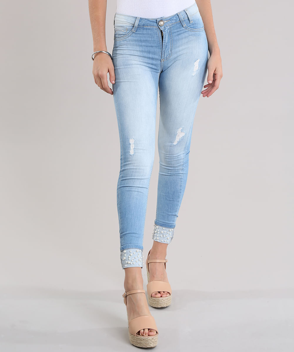 calça jeans clara skinny