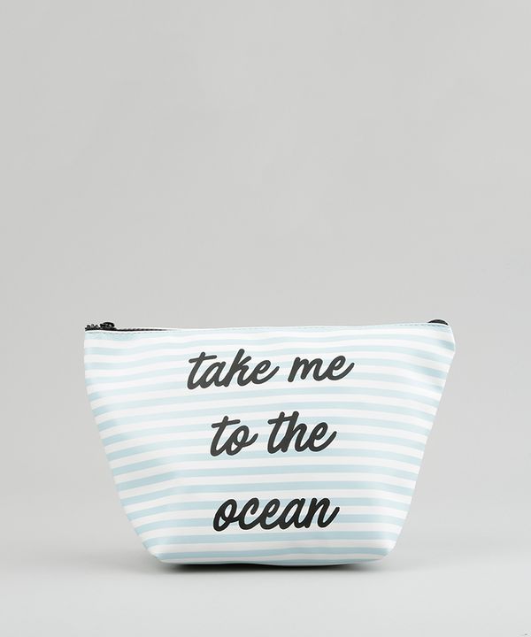Nécessaire "Take me to the ocean" Listrada Azul Claro Único