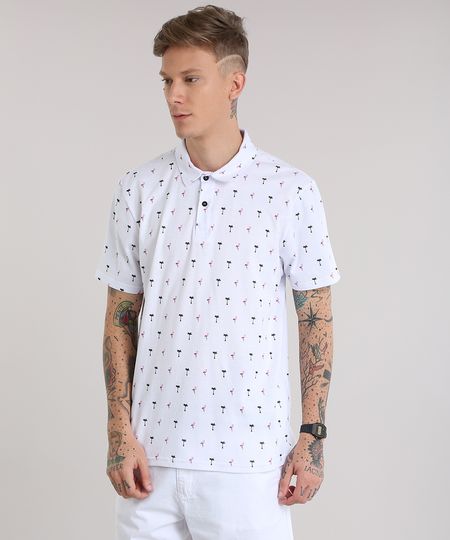 Polo-em-Piquet-Estampada-de-Flamingos-Branca-8822733-Branco_1
