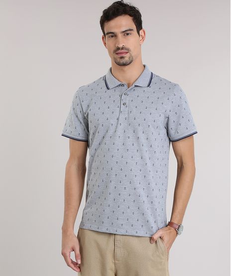 Polo-em-Piquet-Estampada-de-Ancoras-Cinza-Mescla-8756725-Cinza_Mescla_1