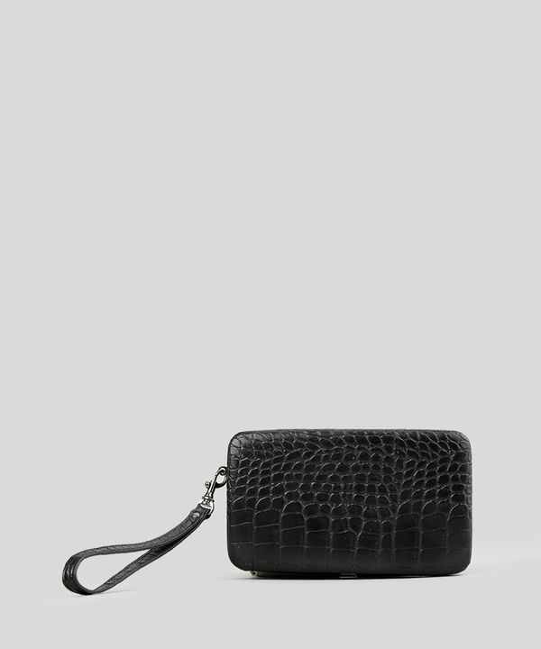 Carteira Clutch Texturizada Preta Único