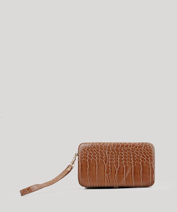 Carteira Clutch Texturizada Caramelo Único