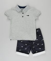 Conjunto-de-Polo-em-Piquet-Cinza-Mescla---Bermuda-Estampada-de-Tubarao-em-Algodao---Sustentavel-Azul-Marinho-8673799-Azul_Marinho_1