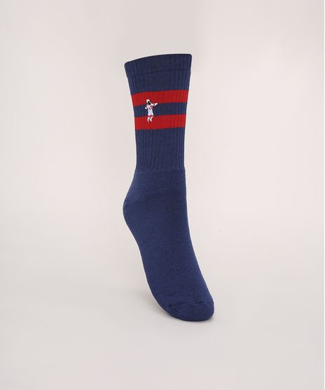 Meia-Masculina-Cano-Alto-Divertida-com-Bordado-de-Astronauta-Azul-Marinho-9944580-Azul_Marinho_1