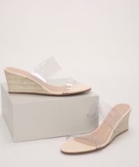 Tamanco-Feminino-Oneself-Anabela-Salto-Medio-com-Tiras-de-Vinil-Bege-Claro-9969686-Bege_Claro_1