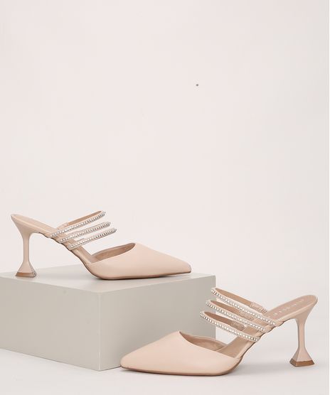Mule-Feminino-Oneself-Bico-Fino-Salto-Taca-Medio-com-Strass-Bege-Claro-9970728-Bege_Claro_1