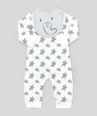 Macacao-Estampado-de-Estrelas---Babador-Elefante-em-Algodao---Sustentavel-Cinza-Claro-8692913-Cinza_Claro_1