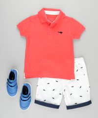 Conjunto-de-Polo-em-Piquet-Vermelha---Bermuda-Estampada-de-Tubarao-em-Algodao---Sustentavel-Branca-8673793-Branco_3
