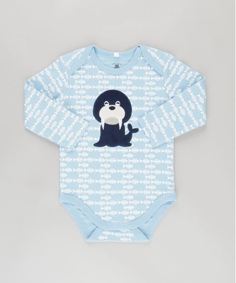 Body-Estampado--Leao-Marinho--em-Algodao---Sustentavel-Azul-Claro-8612349-Azul_Claro_1
