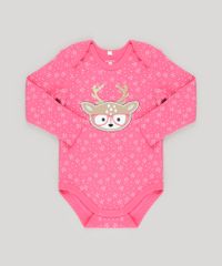 Body de Natal para Bebê Rena Pink