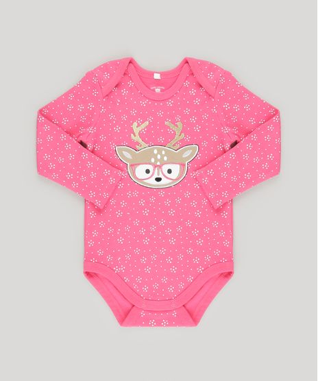 Body de Natal para Bebê Rena Pink
