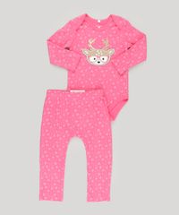 Body de Natal para Bebê Rena Pink