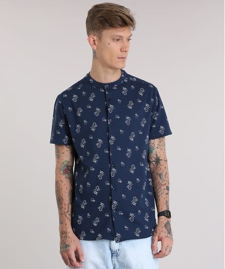Camisa-Estampada-de-Sereias-em-Piquet-Azul-Marinho-8752764-Azul_Marinho_1