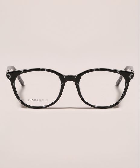 Armacao-para-Oculos-de-Grau-Feminina-Redonda-Estampada-Preta-9950430-Preto_1