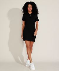 Vestido-Polo-Feminino-Curto-Canelado-com-Ziper-Manga-Curta-Preto-9960130-Preto_3