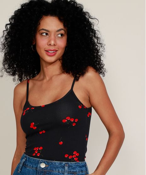 Regata-Feminina-Basica-Estampada-de-Cerejas-com-Alca-Fina-Preta-2-9230322-Preto_2_1