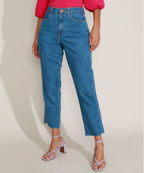 calça jeans feminina reta cintura alta