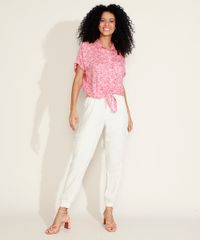 Camisa-Feminina-Estampada-Floral-com-No-Manga-Curta-Rosa-9947293-Rosa_3