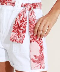 Short-de-Sarja-Feminino-Clochard-Cintura-Alta-com-Faixa-Estampada-de-Folhagens-Branco-9964752-Branco_4