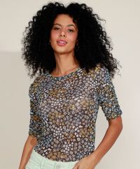 Blusa-de-Tule-Feminina-Estampada-Floral-Manga-Curta-Decote-Redondo-Preta-9960849-Preto_1