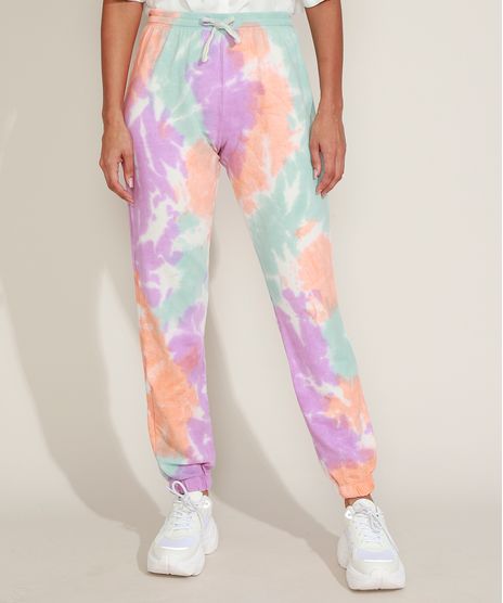 Calca-de-Moletom-Feminina-Jogger-Cintura-Alta--Estampada-Tie-Dye-com-Cordao-Multicor-9960290-Multicor_1
