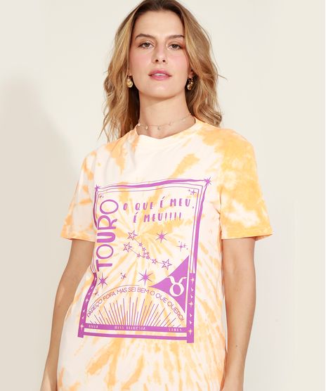 Blusa-Feminina-Signo-Touro-Estampada-Tie-Dye-Manga-Curta-Decote-Redondo-Mostarda-9964694-Mostarda_1