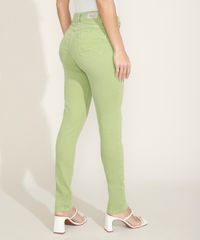 Calca-de-Sarja-Feminina-Sawary-Super-Skinny-Cintura-Alta-com-Pences-Verde-Claro-9976421-Verde_Claro_2