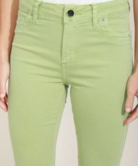 Calca-de-Sarja-Feminina-Sawary-Super-Skinny-Cintura-Alta-com-Pences-Verde-Claro-9976421-Verde_Claro_4