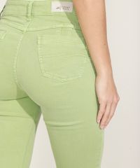 Calca-de-Sarja-Feminina-Sawary-Super-Skinny-Cintura-Alta-com-Pences-Verde-Claro-9976421-Verde_Claro_5