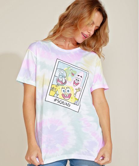 Blusa-Feminina-Bob-Esponja-Estampada-Tie-Dye-Manga-Curta-Decote-Redondo-Multicor-9960766-Multicor_1