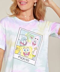 Blusa-Feminina-Bob-Esponja-Estampada-Tie-Dye-Manga-Curta-Decote-Redondo-Multicor-9960766-Multicor_2