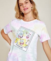 Blusa-Feminina-Bob-Esponja-Estampada-Tie-Dye-Manga-Curta-Decote-Redondo-Multicor-9960766-Multicor_5