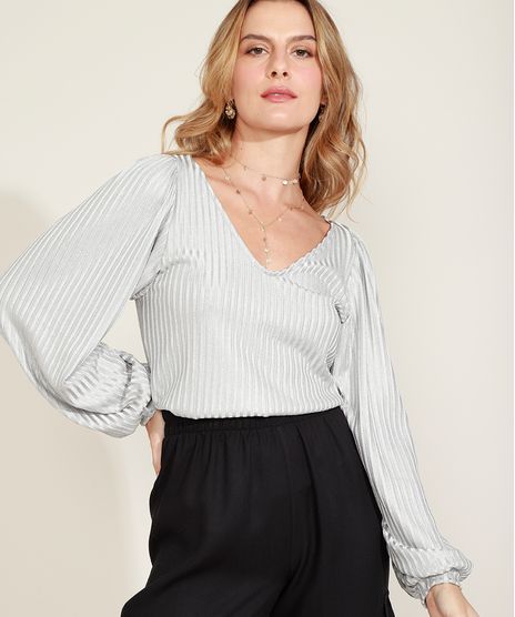 Blusa-Feminina-Canelada-com-Lurex-Manga-Bufante-Decote-V-Prateada-9954464-Prateada_1