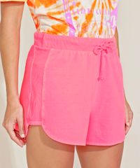 Short-de-Moletom-Feminino-Basico-Running-Cintura-Alta-com-Recorte-Rosa-9974044-Rosa_1