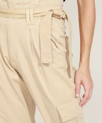 Calca-de-Sarja-Feminina-Clochard-Cargo-Cintura-Super-Alta-com-Faixa-para-Amarrar-Bege-Claro-9968057-Bege_Claro_4