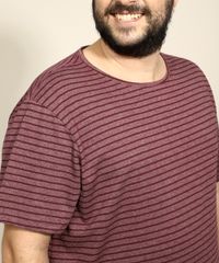 Pijama-Masculino-Plus-Size-com-Listras-Manga-Curta-Vinho-9972816-Vinho_4