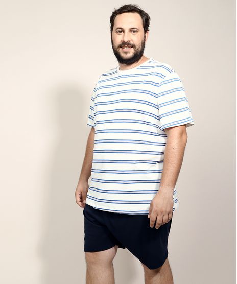 Pijama-Masculino-Plus-Size-com-Listras-Manga-Curta-Off-White-9972815-Off_White_1