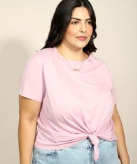 Blusa-Feminina-Plus-Size-Basica-com-No-Manga-Curta-Decote-Redondo-Rosa-9966915-Rosa_5