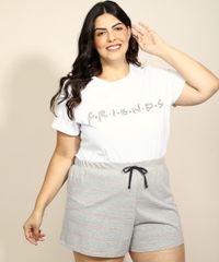 Pijama-Feminino-Plus-Size-Friends-Metalizado-com-Listras-Manga-Curta-Branco-9971225-Branco_5