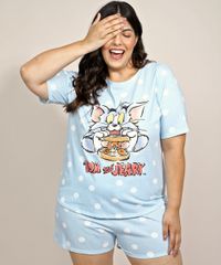 Pijama-Feminino-Plus-Size-Tom-e-Jerry-Estampado-de-Poa-Manga-Curta-Azul-Claro-9961133-Azul_Claro_1 Pijama-Feminino-Plus-Size-Tom-e-Jerry-Estampado-de-Poa-Manga-Curta-Azul-Claro-9961133-Azul_Claro_1