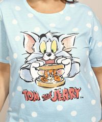 Pijama-Feminino-Plus-Size-Tom-e-Jerry-Estampado-de-Poa-Manga-Curta-Azul-Claro-9961133-Azul_Claro_2
