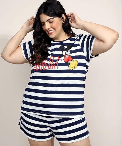 Pijama-Feminino-Plus-Size-Mickey-Mouse-Listrado-Manga-Curta-Azul-Marinho-9971224-Azul_Marinho_1