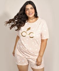 Pijama-Feminino-Plus-Size-Harry-Potter-Metalizado-Estampado-de-Estrelas-Manga-Curta-Rose-9961132-Rose_1
