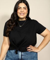 Blusa-Feminina-Plus-Size-Basica-com-No-Manga-Curta-Decote-Redondo-Preta-9966915-Preto_5
