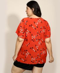 Pijama-Feminino-Plus-Size-com-Estampa-Floral-e-Renda-Manga-Curta-Vermelho-9970228-Vermelho_2